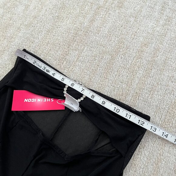 NWT Shein Black High Waisted Mesh Cutout Rave Dance Pants S/4 - Picture 8 of 9